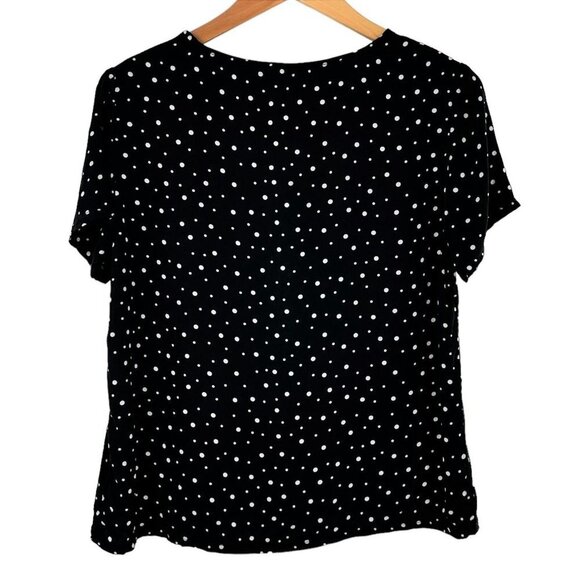 Nation Ltd Black & White Polka Dot Satin Short Sleeve T-Shirt Size Large Top - Picture 4 of 5